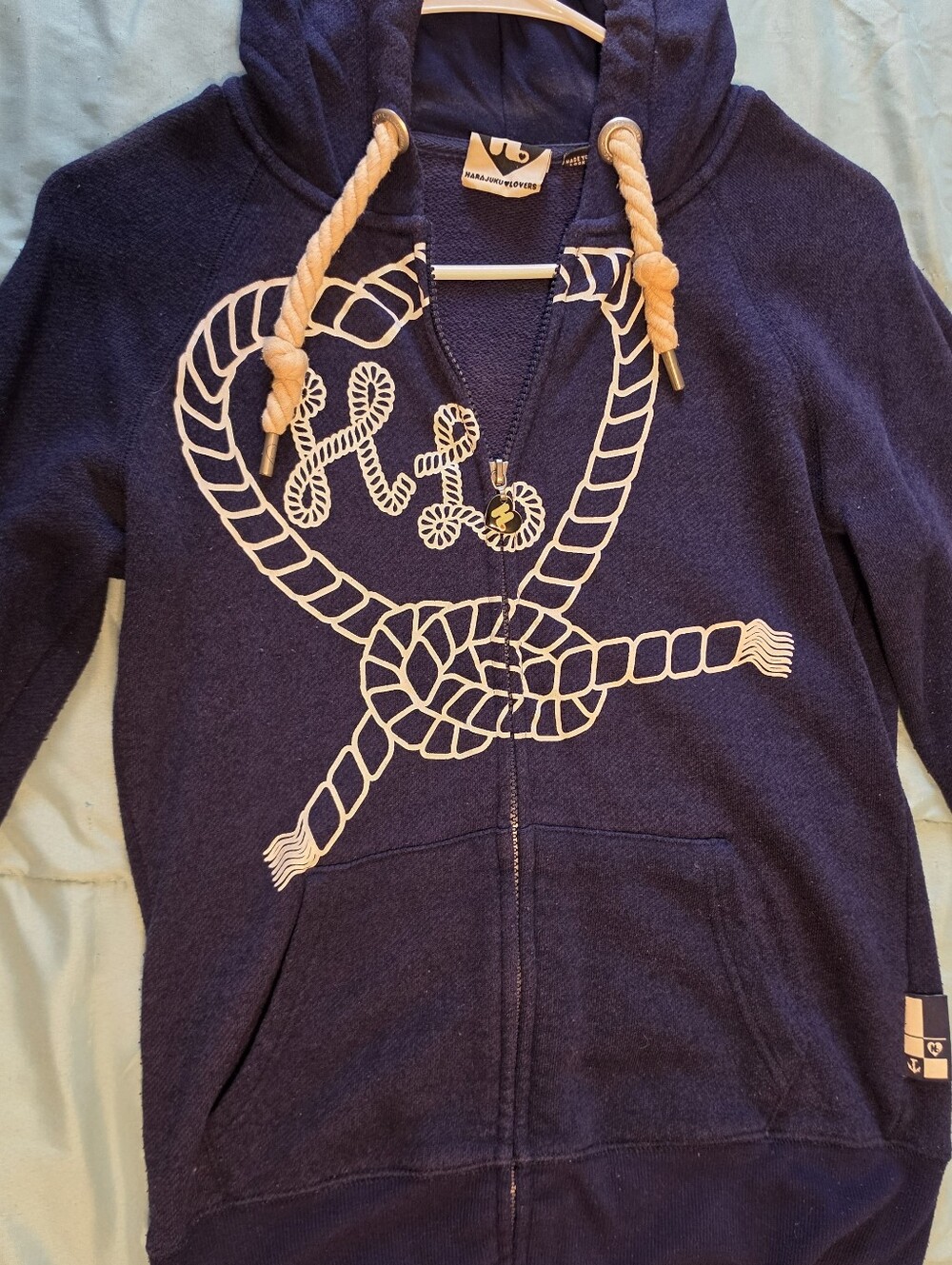 Harajuku Lovers Gwen Stefani Nautical Hoodie Navy Blue M GUC